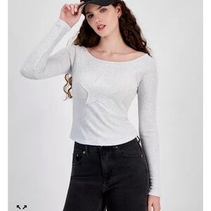 Star Patch Long-Sleeve Ribbed Top